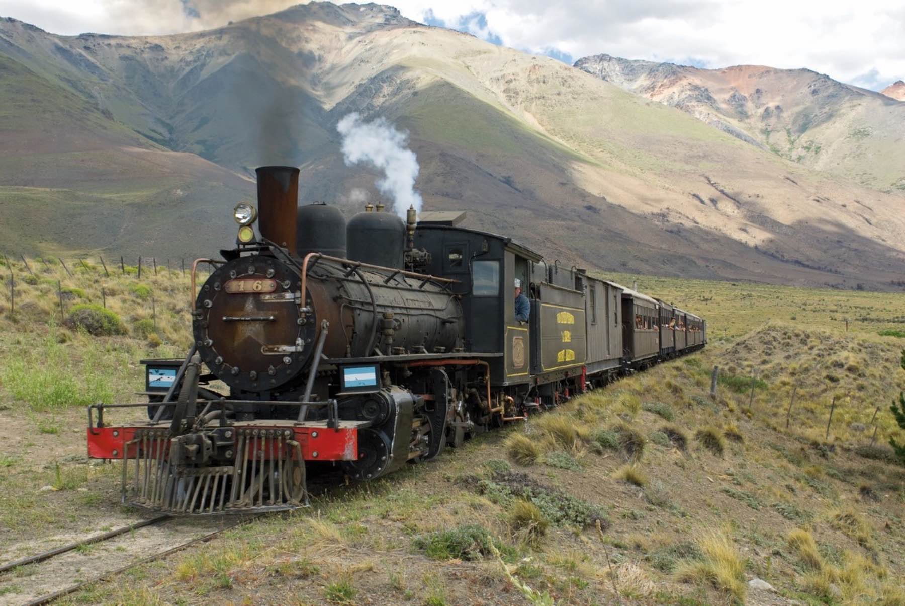 La Trochita crossing the Patagonian landscape