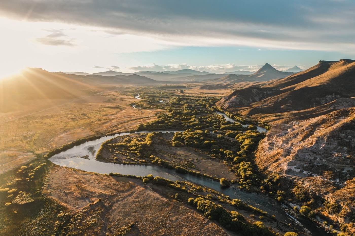 The Río Chimehuín at sunset