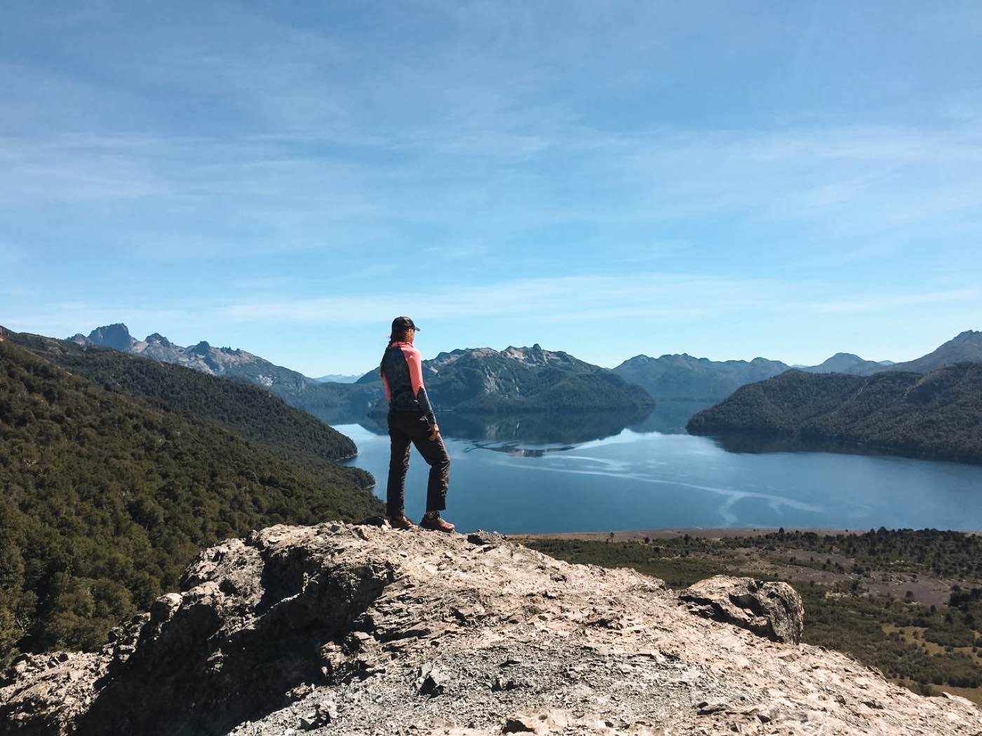 Hiking among mountains and native woodland