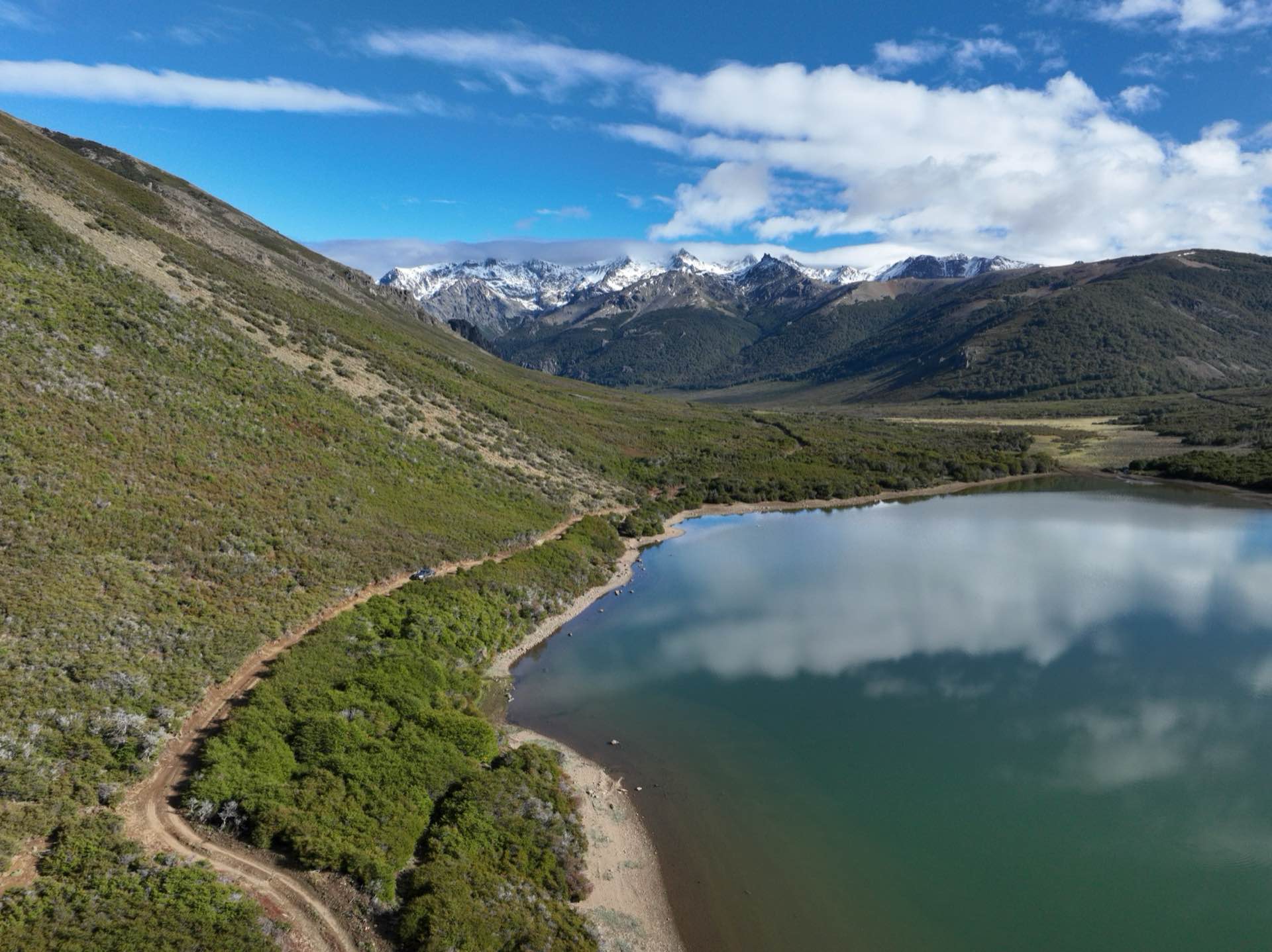 A mountain lake surrounded by hills